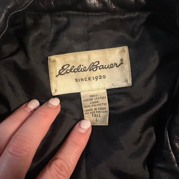 Vintage Genuine Leather Eddie Bauer Black Leather Jacket for Women - Picture 3 of 6